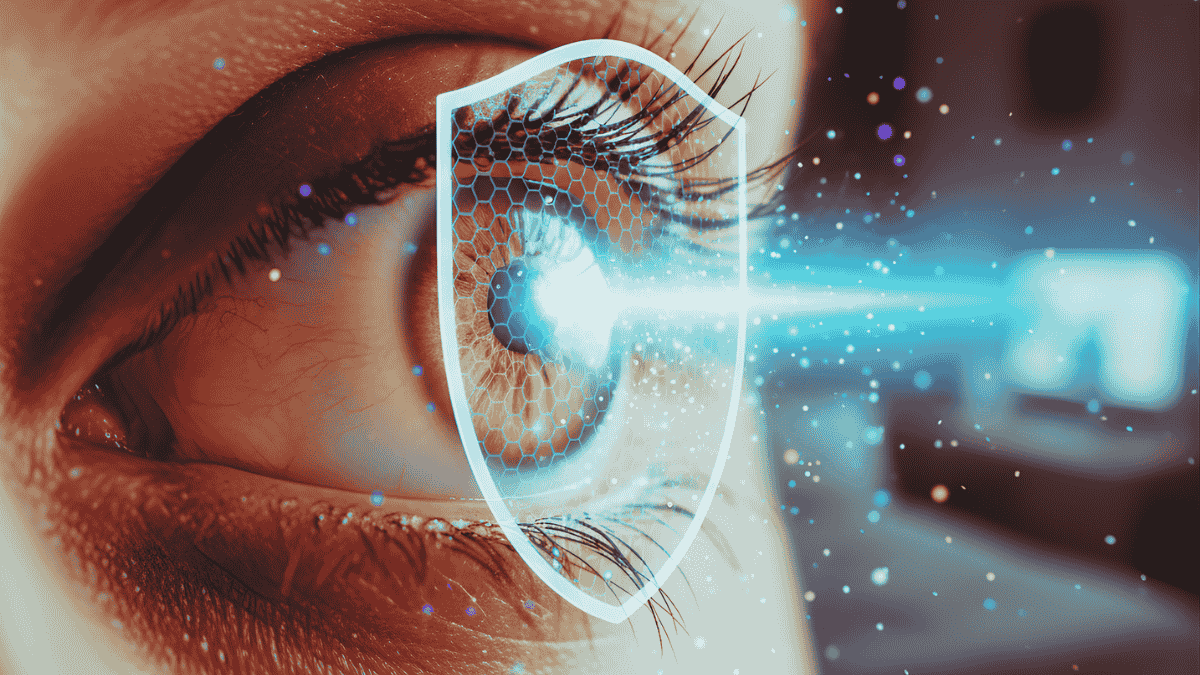 Ojo humano protegido de la luz azul